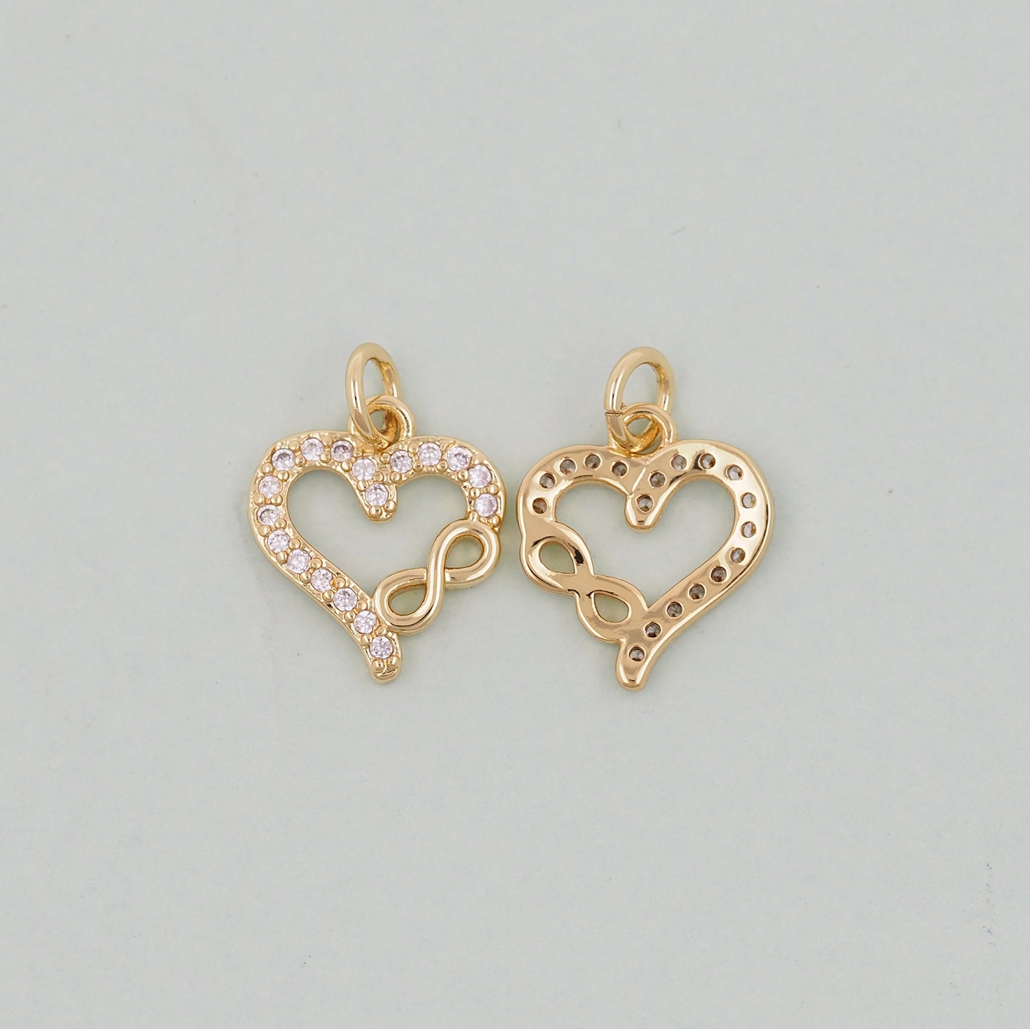 Gold Heart Charms,18K Gold Filled Heart Pendant,Heart Charm Bracelet Necklace for DIY Jewelry Making Supply