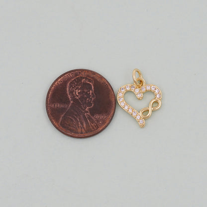 Gold Heart Charms,18K Gold Filled Heart Pendant,Heart Charm Bracelet Necklace for DIY Jewelry Making Supply