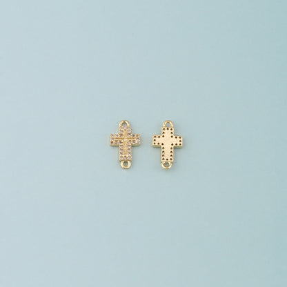 Gold Cross Connector,18K Gold Filled Cross Pendant,CZ Micro Pave Religion Charm Bracelet Necklace for DIY Jewelry Making Supply