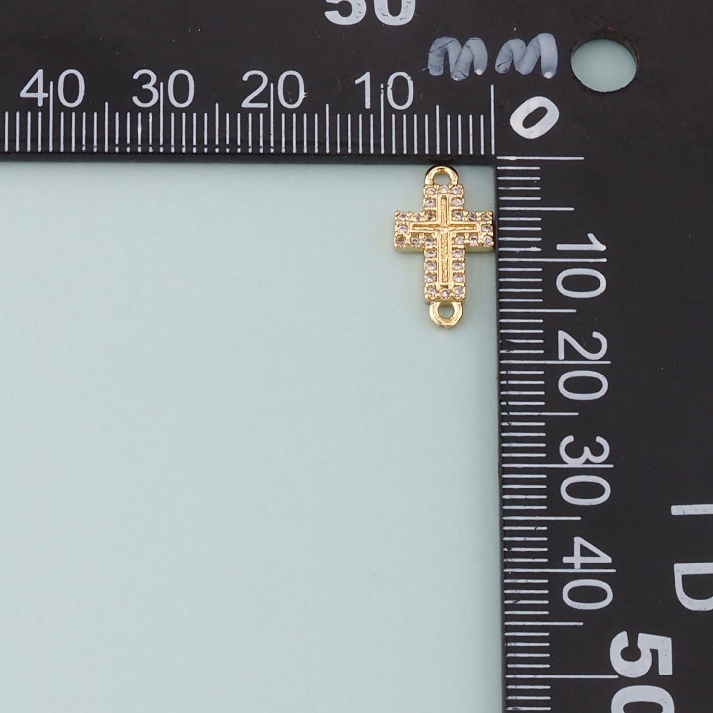 Gold Cross Connector,18K Gold Filled Cross Pendant,CZ Micro Pave Religion Charm Bracelet Necklace for DIY Jewelry Making Supply