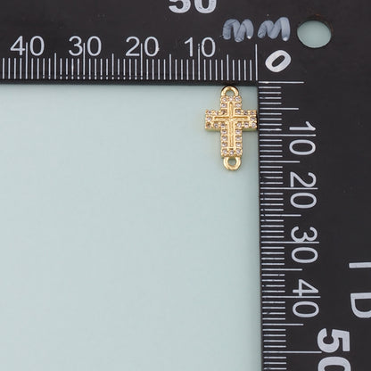 Gold Cross Connector,18K Gold Filled Cross Pendant,CZ Micro Pave Religion Charm Bracelet Necklace for DIY Jewelry Making Supply