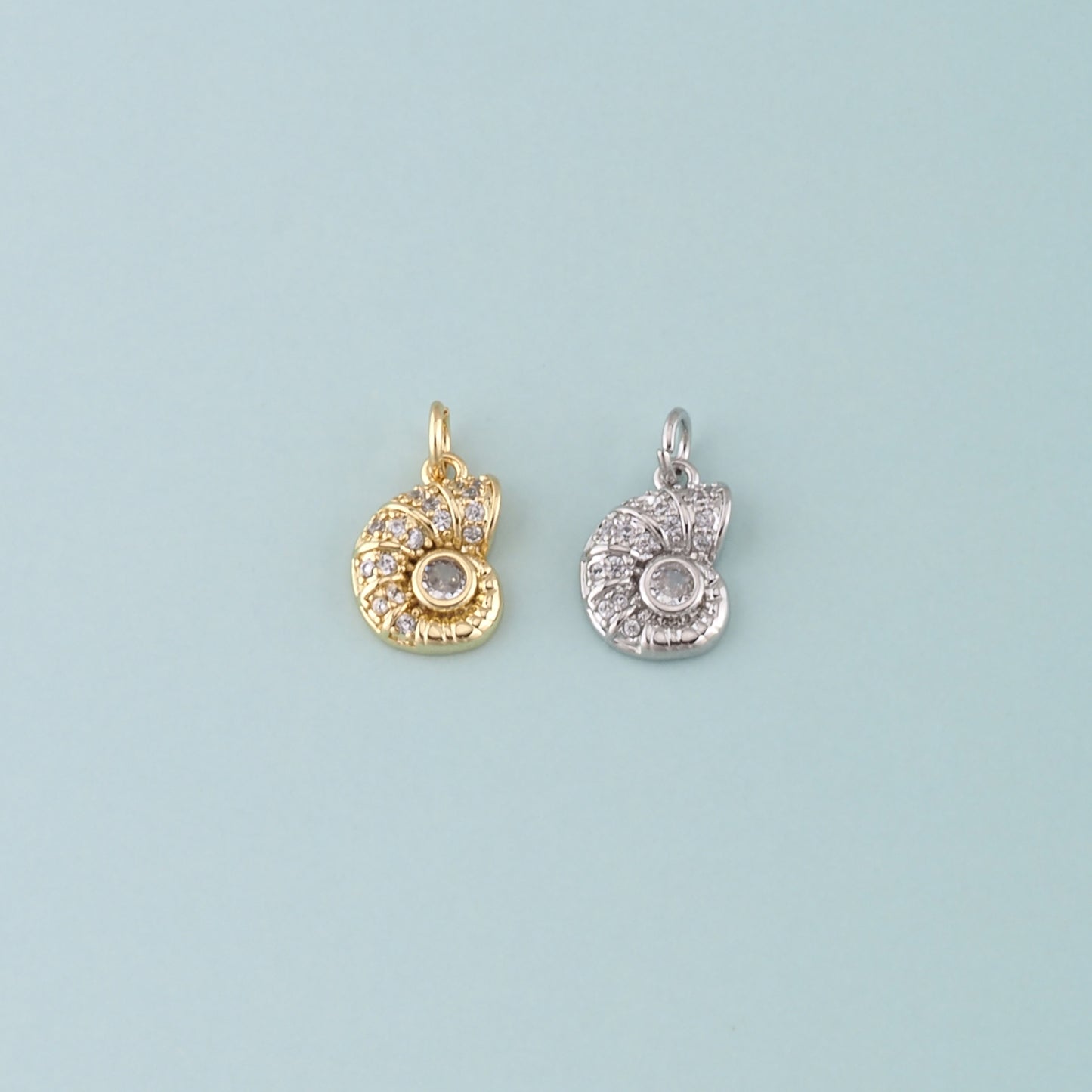 Gold Shell Charms,18K Gold Filled Conch Pendant,CZ Micro Pave Conch Shell Charm Bracelet Necklace for DIY Jewelry Making Supply