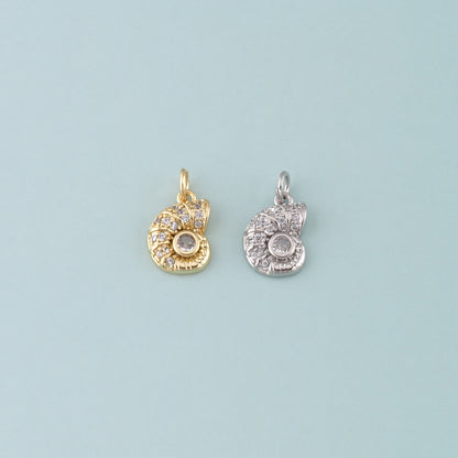 Gold Shell Charms,18K Gold Filled Conch Pendant,CZ Micro Pave Conch Shell Charm Bracelet Necklace for DIY Jewelry Making Supply