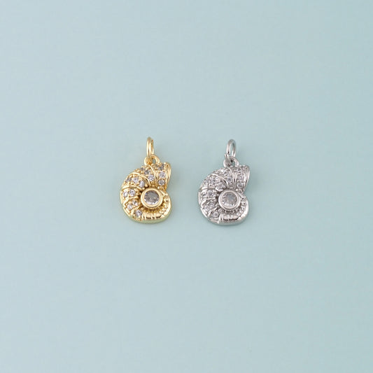 Gold Shell Charms,18K Gold Filled Conch Pendant,CZ Micro Pave Conch Shell Charm Bracelet Necklace for DIY Jewelry Making Supply