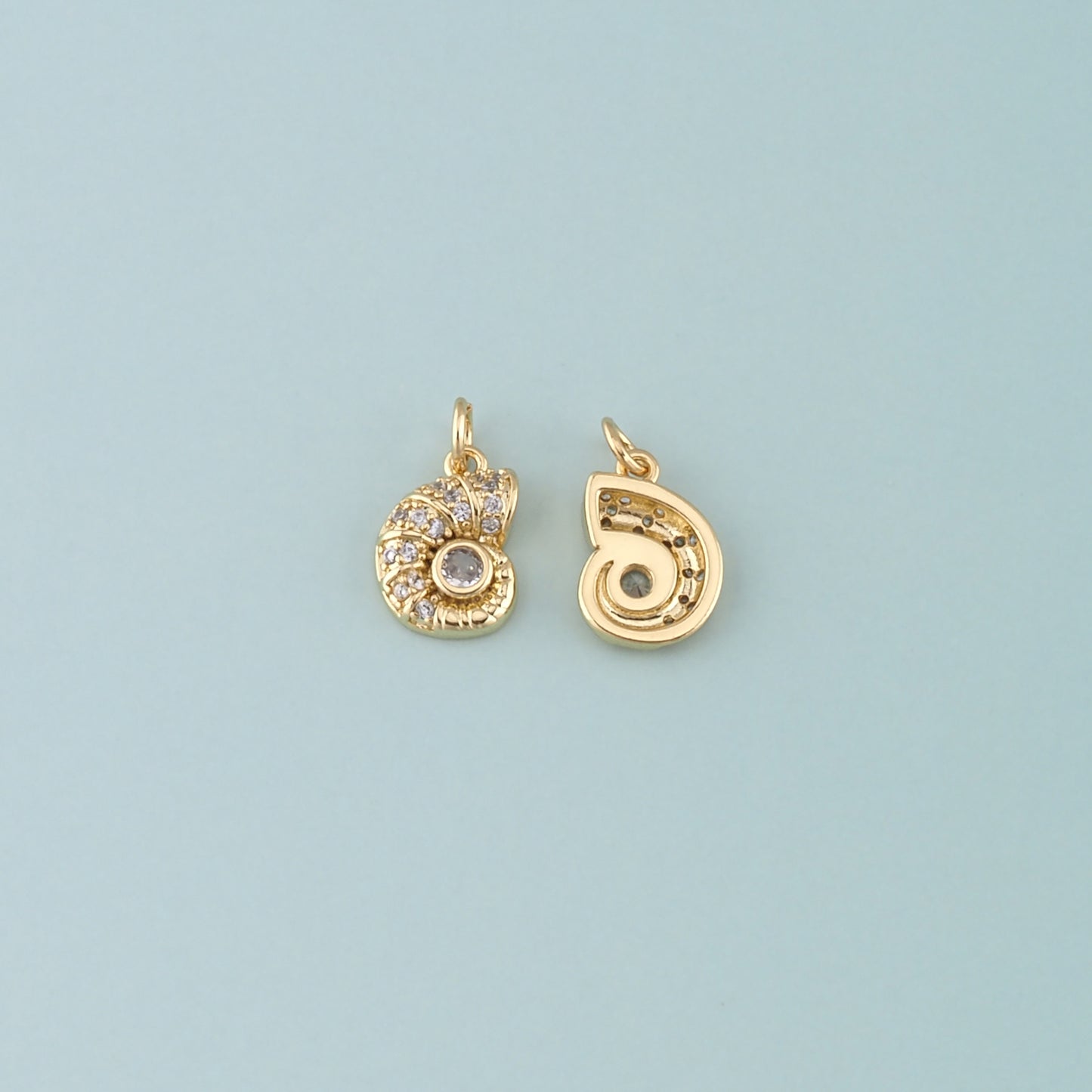 Gold Shell Charms,18K Gold Filled Conch Pendant,CZ Micro Pave Conch Shell Charm Bracelet Necklace for DIY Jewelry Making Supply