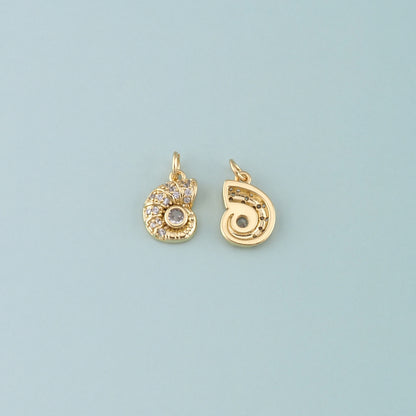 Gold Shell Charms,18K Gold Filled Conch Pendant,CZ Micro Pave Conch Shell Charm Bracelet Necklace for DIY Jewelry Making Supply