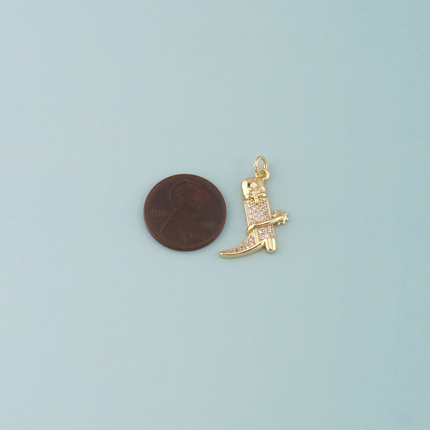 Gold Boots Charms,18K Gold Filled Boots Pendant,CZ Micro Pave Cowboy Boots Charm Bracelet Necklace for DIY Jewelry Making Supply