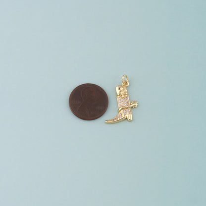 Gold Boots Charms,18K Gold Filled Boots Pendant,CZ Micro Pave Cowboy Boots Charm Bracelet Necklace for DIY Jewelry Making Supply