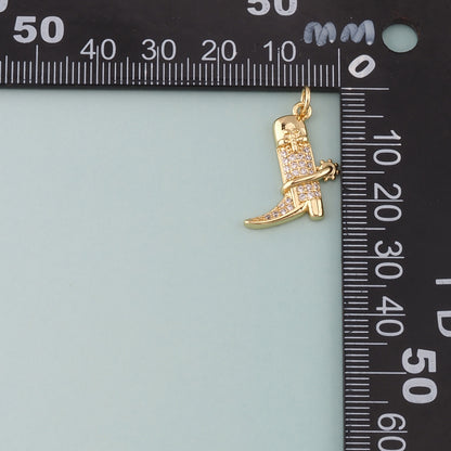Gold Boots Charms,18K Gold Filled Boots Pendant,CZ Micro Pave Cowboy Boots Charm Bracelet Necklace for DIY Jewelry Making Supply