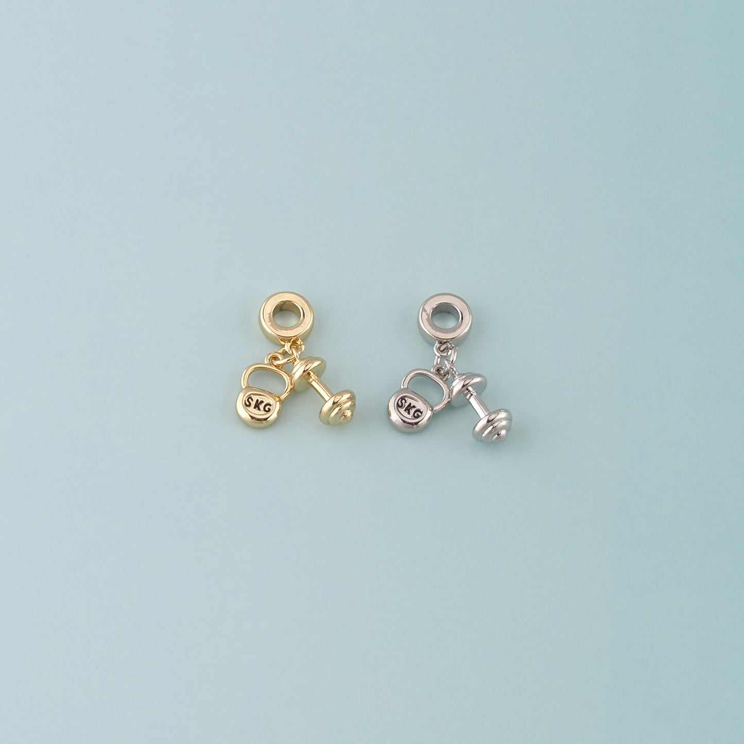 18K Gold Filled Dumbbell Pendant,Dainty Dumbbell Charm Necklace for DIY Jewelry Making Supply