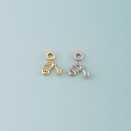 18K Gold Filled Dumbbell Pendant,Dainty Dumbbell Charm Necklace for DIY Jewelry Making Supply