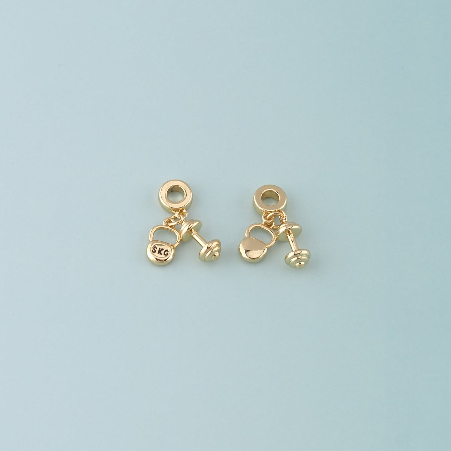 18K Gold Filled Dumbbell Pendant,Dainty Dumbbell Charm Necklace for DIY Jewelry Making Supply