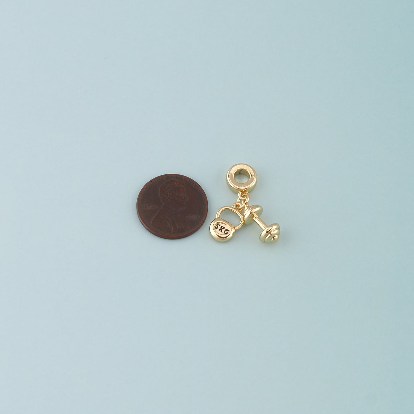 18K Gold Filled Dumbbell Pendant,Dainty Dumbbell Charm Necklace for DIY Jewelry Making Supply