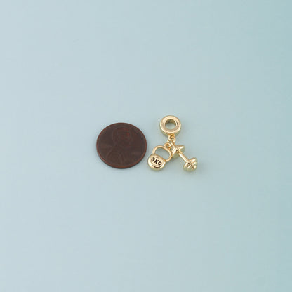 18K Gold Filled Dumbbell Pendant,Dainty Dumbbell Charm Necklace for DIY Jewelry Making Supply