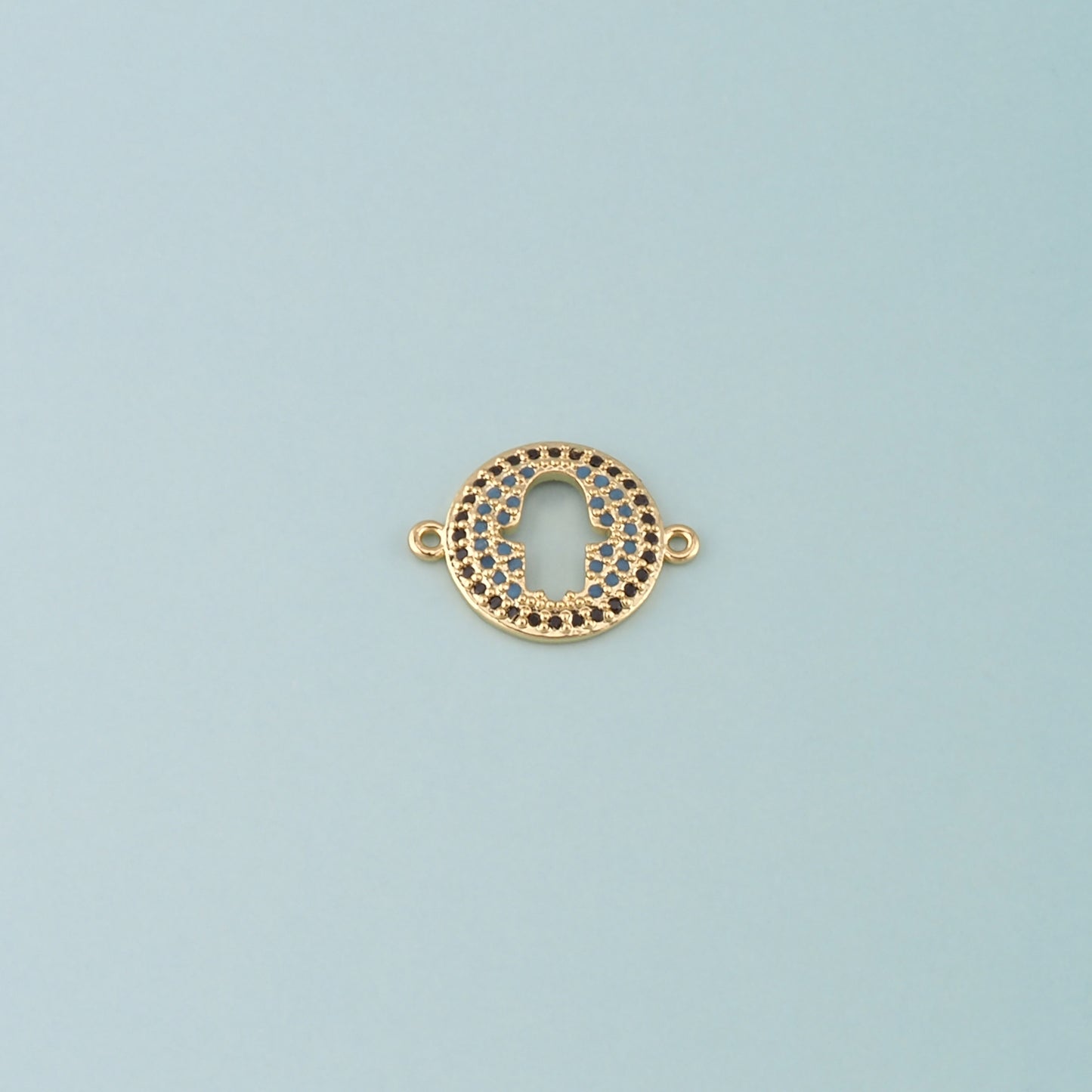18K Gold Filled Hamsa Connector,CZ Micro Pave Hamsa Charm Necklace for DIY Jewelry Making Supply