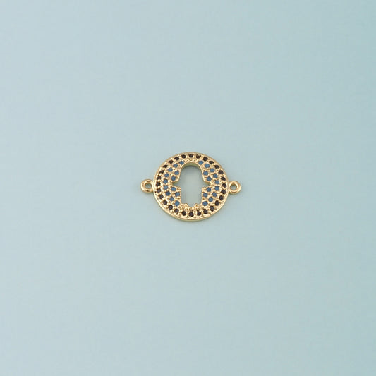 18K Gold Filled Hamsa Connector,CZ Micro Pave Hamsa Charm Necklace for DIY Jewelry Making Supply