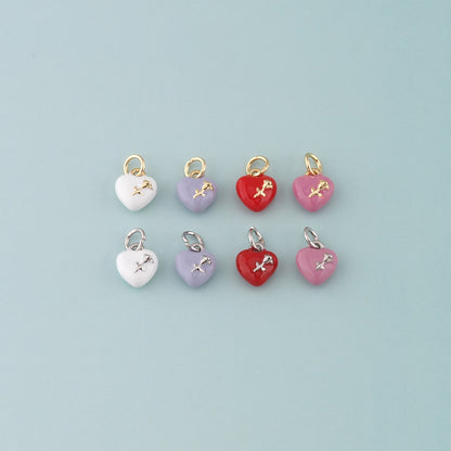 Gold Heart Rose Charm,18K Gold Filled Rose Pendant,Enamel Flower Charm Bracelet Necklace for DIY Jewelry Making Supply