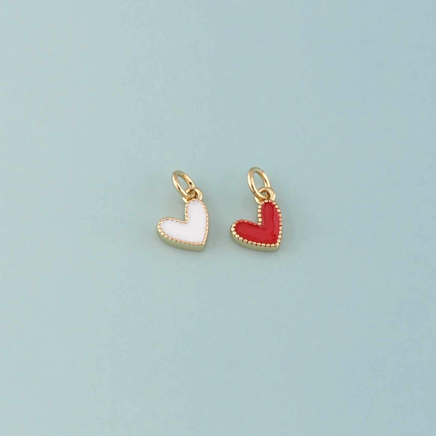 Gold Heart Charms,18K Gold Filled Heart Pendant,Enamel Heart Charm Bracelet Necklace for DIY Jewelry Making Supply