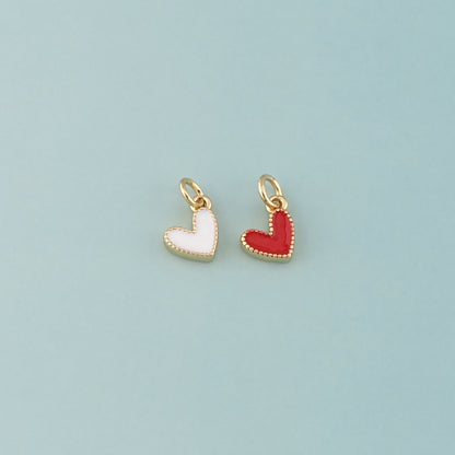Gold Heart Charms,18K Gold Filled Heart Pendant,Enamel Heart Charm Bracelet Necklace for DIY Jewelry Making Supply
