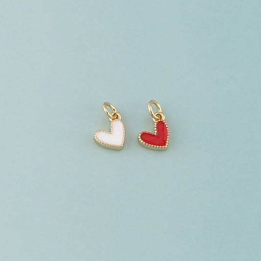 Gold Heart Charms,18K Gold Filled Heart Pendant,Enamel Heart Charm Bracelet Necklace for DIY Jewelry Making Supply