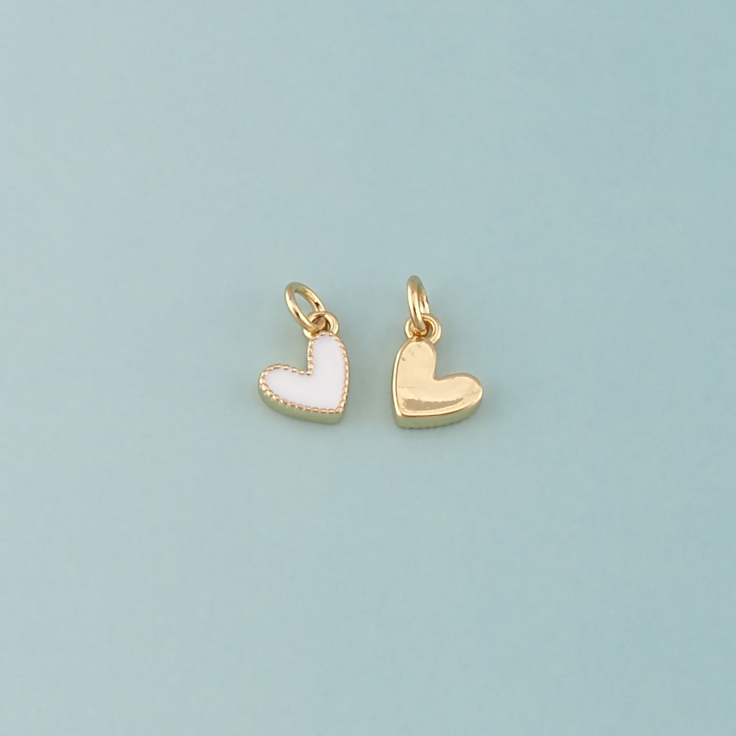 Gold Heart Charms,18K Gold Filled Heart Pendant,Enamel Heart Charm Bracelet Necklace for DIY Jewelry Making Supply
