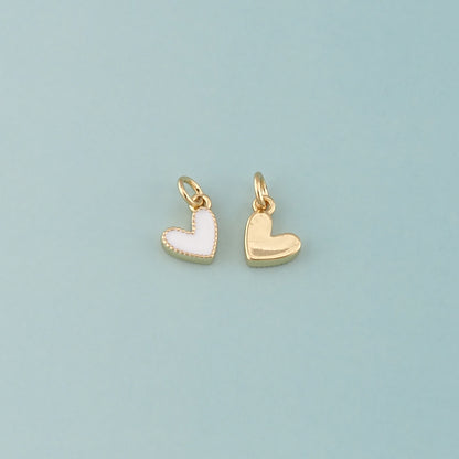 Gold Heart Charms,18K Gold Filled Heart Pendant,Enamel Heart Charm Bracelet Necklace for DIY Jewelry Making Supply