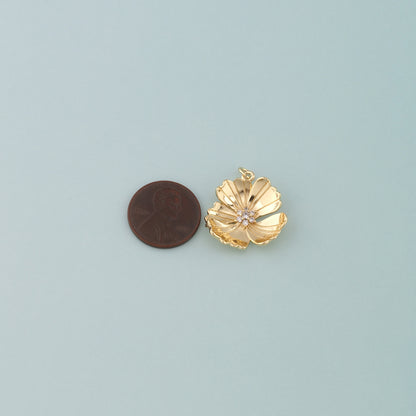 Gold Flower Charms,18K Gold Filled Flower Pendant,CZ Micro Pave Flower Charm Bracelet Necklace for DIY Jewelry Making Supply