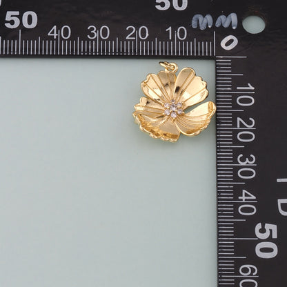 Gold Flower Charms,18K Gold Filled Flower Pendant,CZ Micro Pave Flower Charm Bracelet Necklace for DIY Jewelry Making Supply