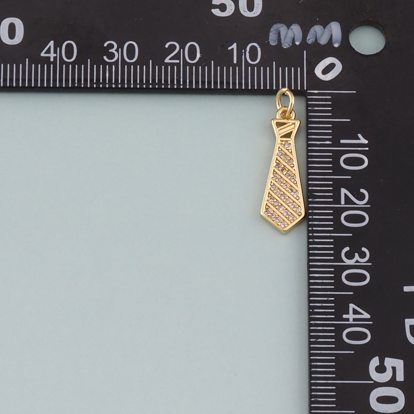 18K Gold Filled Tie Pendant,CZ Micro Pave Tie Charm Bracelet Necklace for DIY Jewelry Making Supply