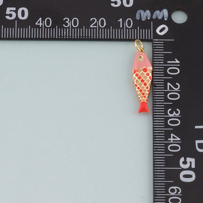 Gold Fish Charms,18K Gold Filled Fish Pendant,Enamel Ocean Charm Bracelet Necklace for DIY Jewelry Making Supply