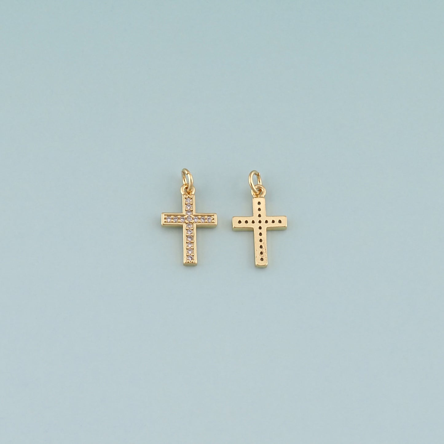 Gold Cross Charms,18K Gold Filled Cross Pendant,CZ Micro Pave Religion Charm Bracelet Necklace for DIY Jewelry Making Supply