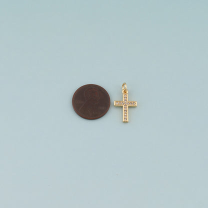 Gold Cross Charms,18K Gold Filled Cross Pendant,CZ Micro Pave Religion Charm Bracelet Necklace for DIY Jewelry Making Supply