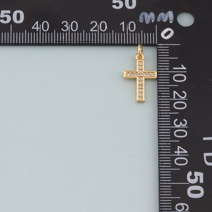 Gold Cross Charms,18K Gold Filled Cross Pendant,CZ Micro Pave Religion Charm Bracelet Necklace for DIY Jewelry Making Supply