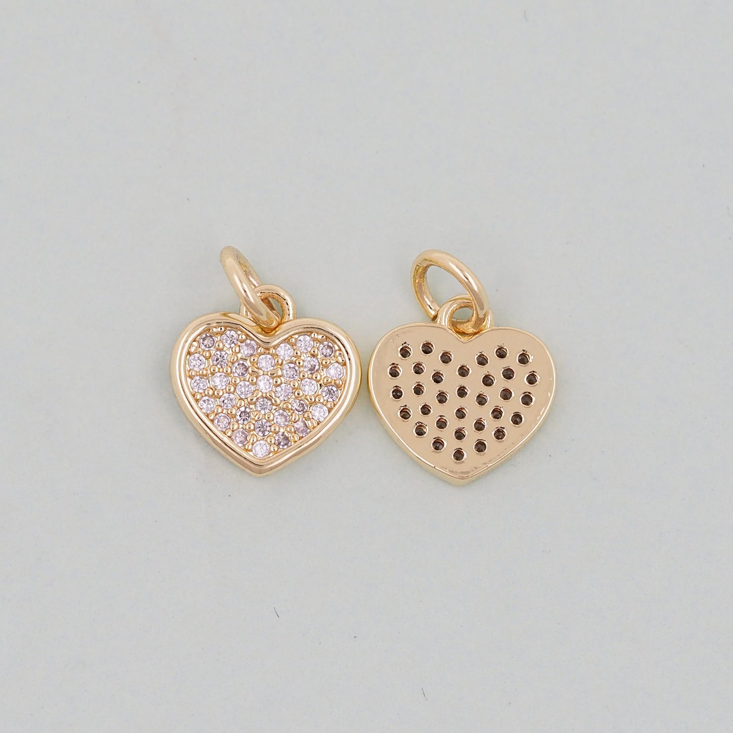 Gold Heart Charms,18K Gold Filled Heart Pendant,Heart Charm Bracelet Necklace for DIY Jewelry Making Supply