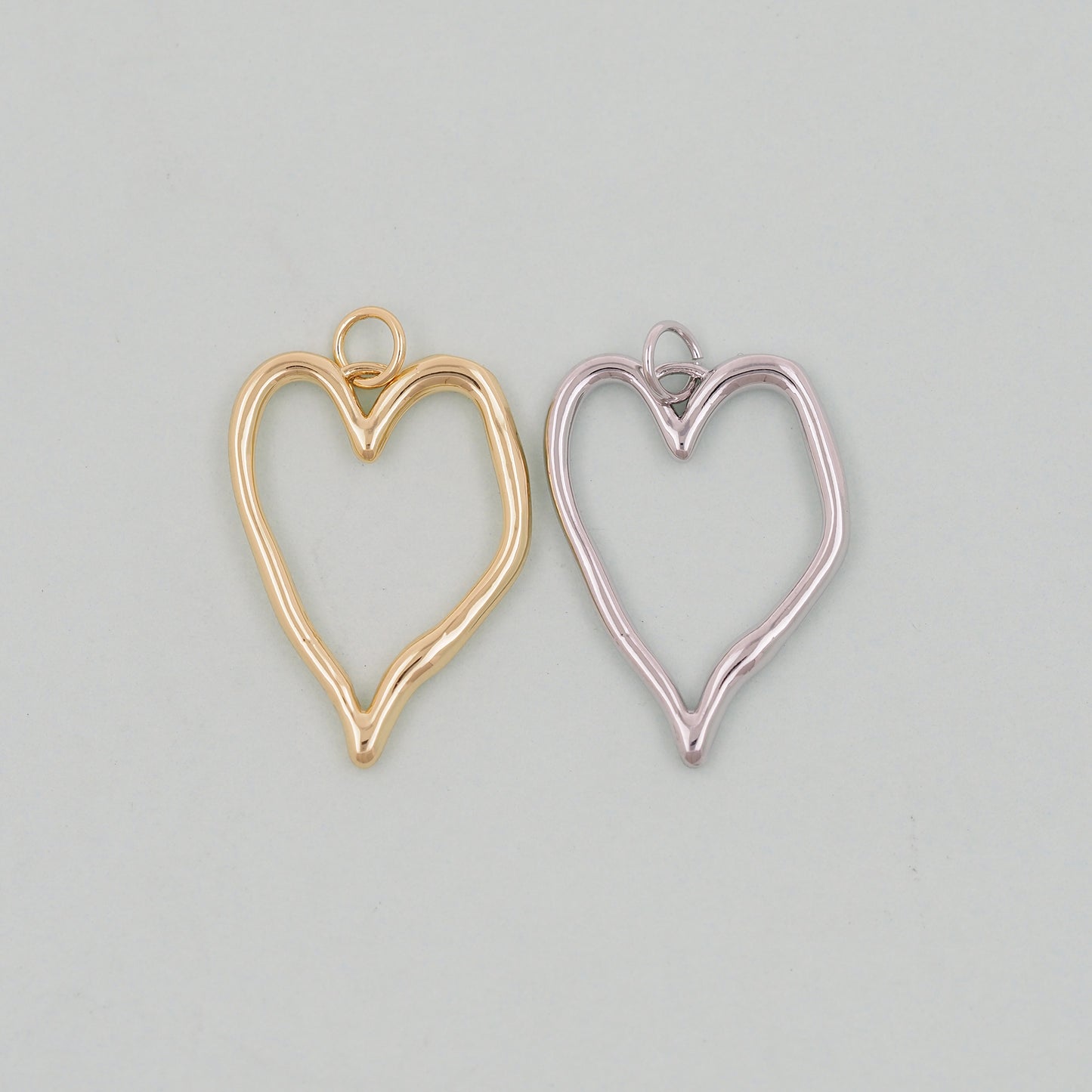 Gold Heart Charms,18K Gold Filled Heart Pendant,Heart Charm Bracelet Necklace for DIY Jewelry Making Supply