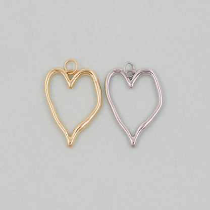 Gold Heart Charms,18K Gold Filled Heart Pendant,Heart Charm Bracelet Necklace for DIY Jewelry Making Supply