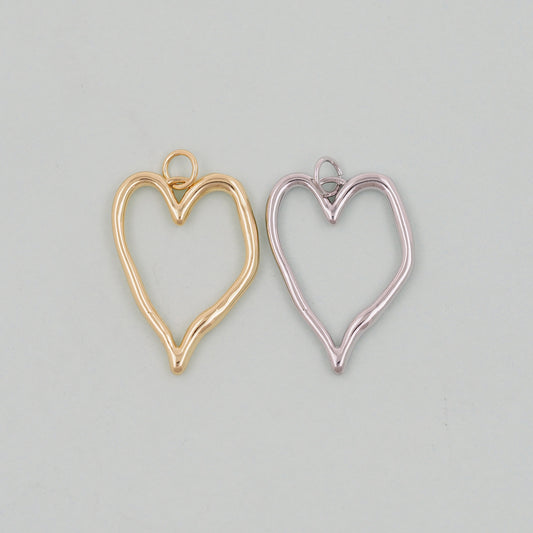 Gold Heart Charms,18K Gold Filled Heart Pendant,Heart Charm Bracelet Necklace for DIY Jewelry Making Supply