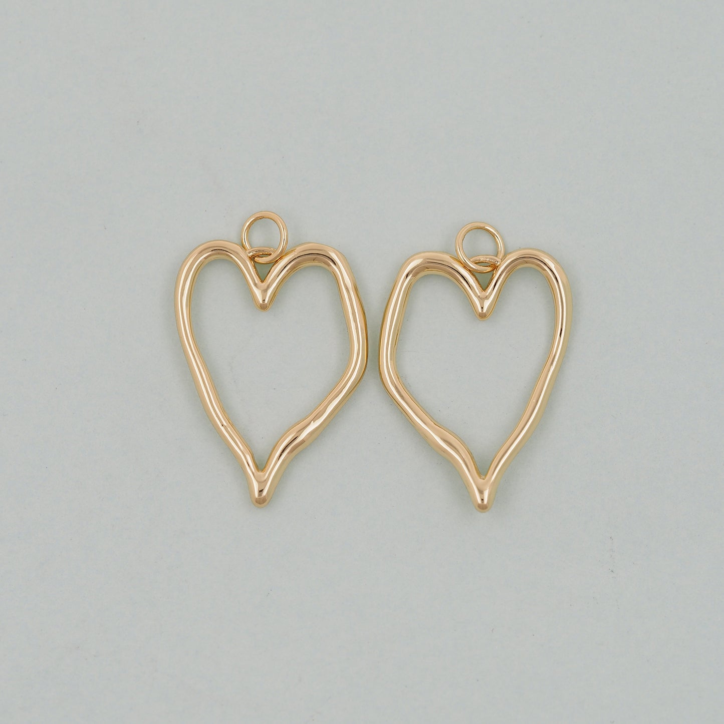 Gold Heart Charms,18K Gold Filled Heart Pendant,Heart Charm Bracelet Necklace for DIY Jewelry Making Supply