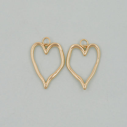 Gold Heart Charms,18K Gold Filled Heart Pendant,Heart Charm Bracelet Necklace for DIY Jewelry Making Supply
