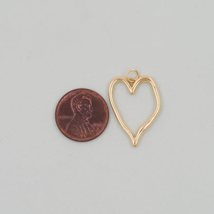 Gold Heart Charms,18K Gold Filled Heart Pendant,Heart Charm Bracelet Necklace for DIY Jewelry Making Supply