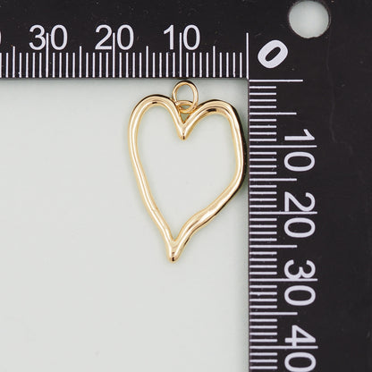 Gold Heart Charms,18K Gold Filled Heart Pendant,Heart Charm Bracelet Necklace for DIY Jewelry Making Supply