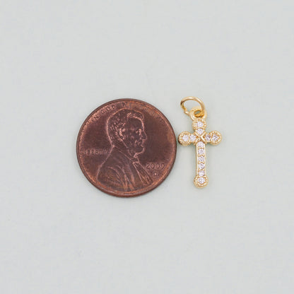 Gold Cross Charms,18K Gold Filled Cross Pendant,Silver Religious Charm Bracelet Necklace for DIY Jewelry Making Supply