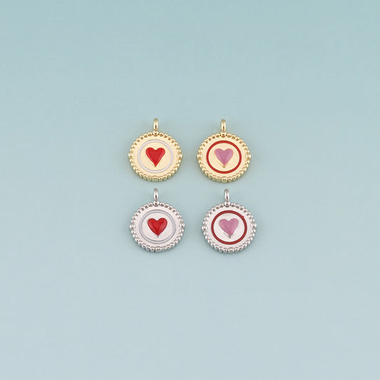 Gold Heart Charms,18K Gold Filled Heart Pendant,Enamel Heart Charm Bracelet Necklace for DIY Jewelry Making Supply