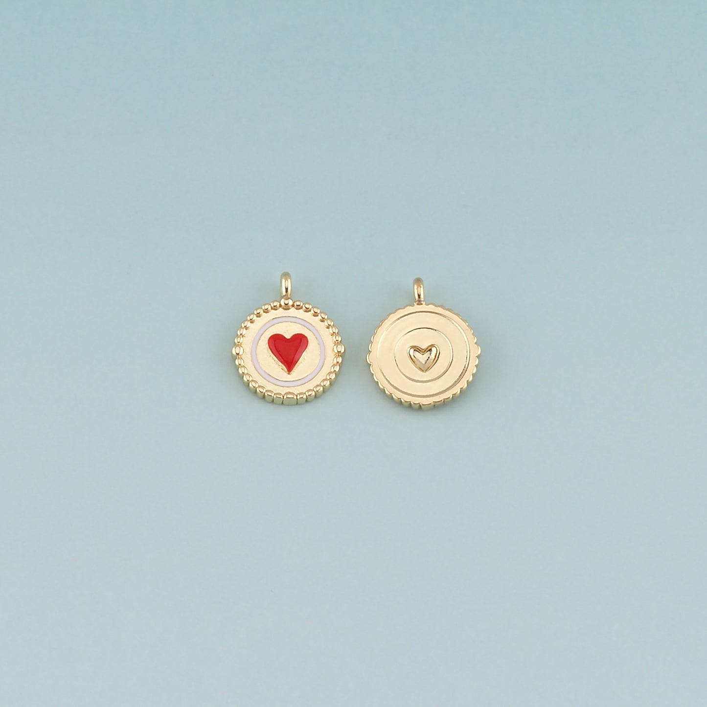 Gold Heart Charms,18K Gold Filled Heart Pendant,Enamel Heart Charm Bracelet Necklace for DIY Jewelry Making Supply