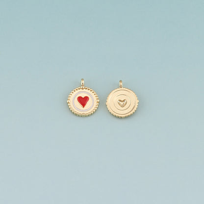 Gold Heart Charms,18K Gold Filled Heart Pendant,Enamel Heart Charm Bracelet Necklace for DIY Jewelry Making Supply
