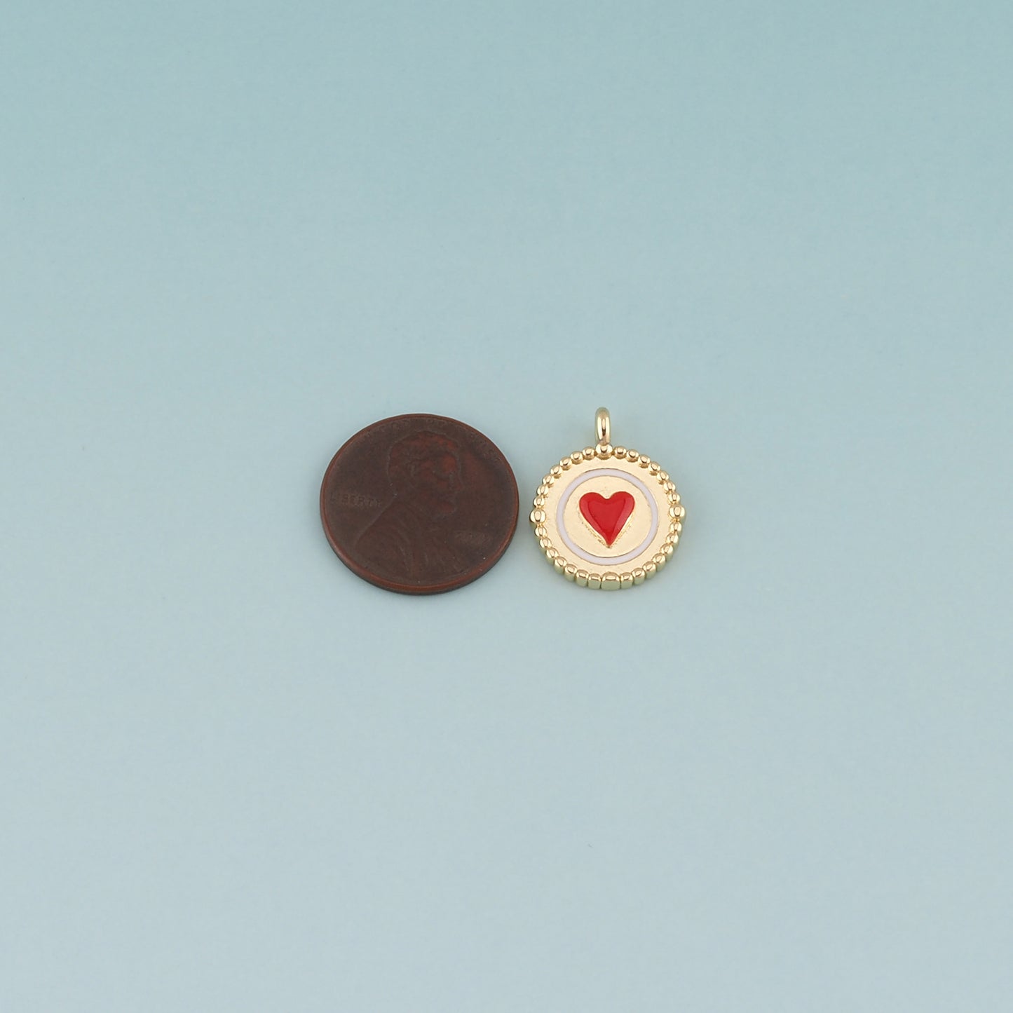 Gold Heart Charms,18K Gold Filled Heart Pendant,Enamel Heart Charm Bracelet Necklace for DIY Jewelry Making Supply