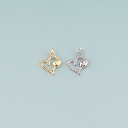 Gold Heart Charms,18K Gold Filled Heart Pendant,CZ Micro Pave Heart Charm Bracelet Necklace for DIY Jewelry Making Supply