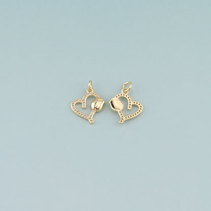 Gold Heart Charms,18K Gold Filled Heart Pendant,CZ Micro Pave Heart Charm Bracelet Necklace for DIY Jewelry Making Supply