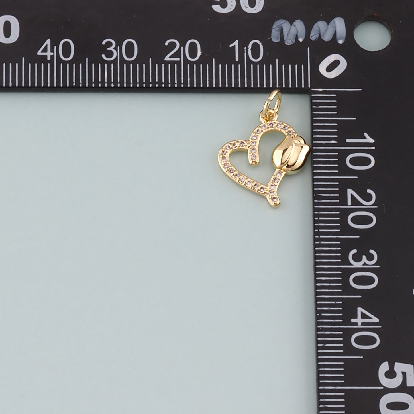 Gold Heart Charms,18K Gold Filled Heart Pendant,CZ Micro Pave Heart Charm Bracelet Necklace for DIY Jewelry Making Supply