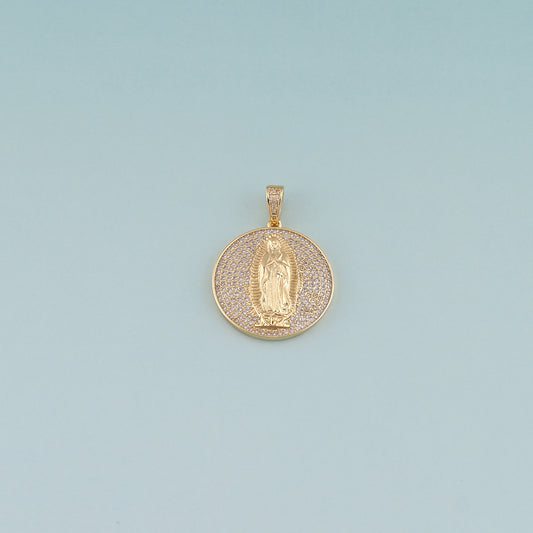 18K Gold Filled Virgin Mary Pendant,CZ Micro Pave Religion Charm Bracelet Necklace for DIY Jewelry Making Supply